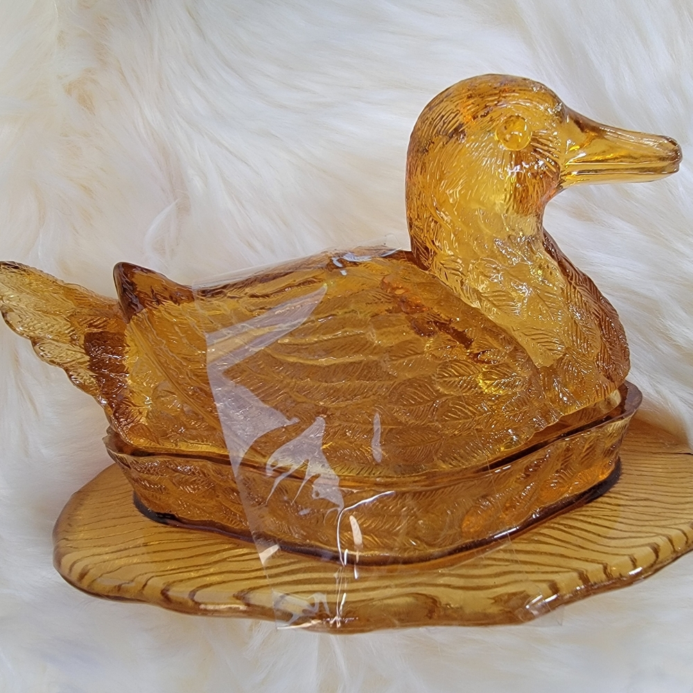 Amber Glass Candy/Butter Dish